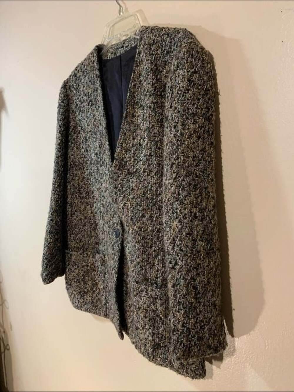 Textured Bouclé Blazer in Mixed Gray Tones nubby feel blazer Vintage size 12
